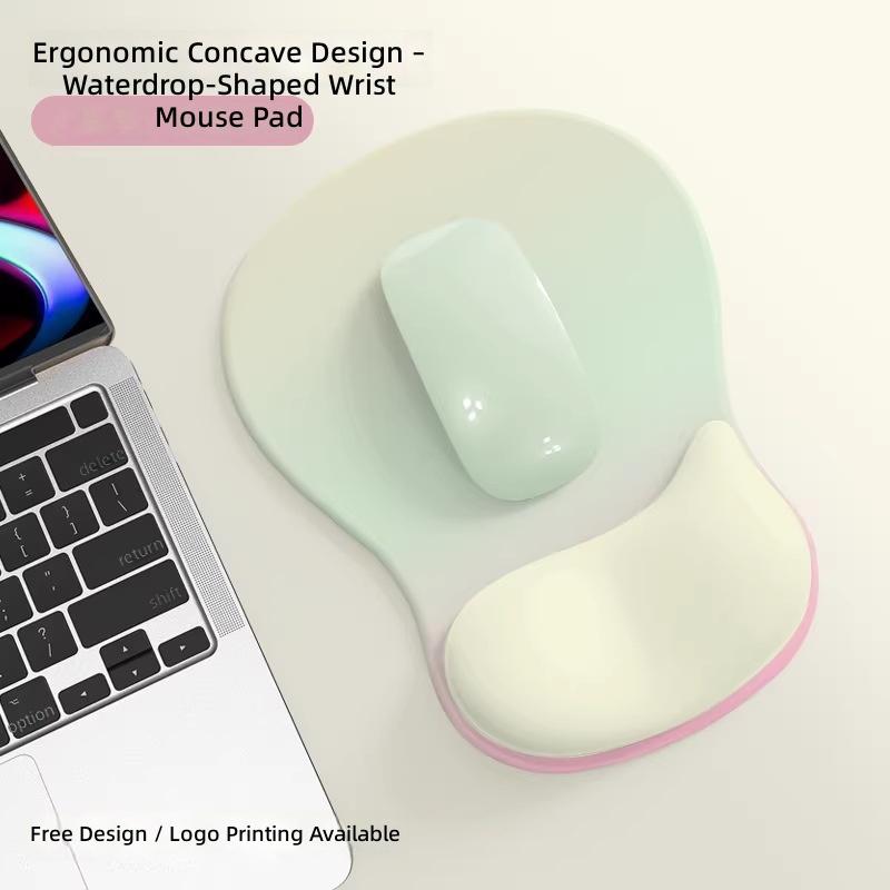 Gradient Simple Thickened Anti-Slip Ergonomic Computer Mouse Pad with Wrist Rest and Silicone Mouse Mat