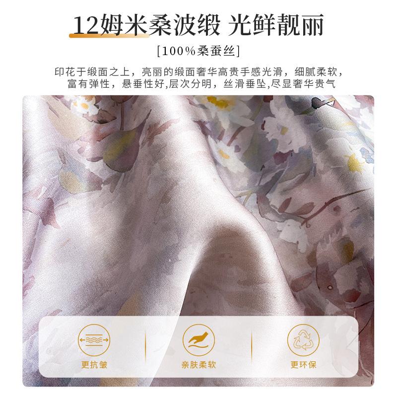 100% Natural Silk Scarf Women Square Floral Neck Hairband Wrist Shawls Wraps Foulard Scarves Pashmina Neckerchief Hijab Kerchief