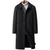 Men Wool Blend Overcoat Autumn Winter Turn Down Collar Long Woolen Coat Single Breasted Business Casual Long Sleeve Outerwear Windbreaker