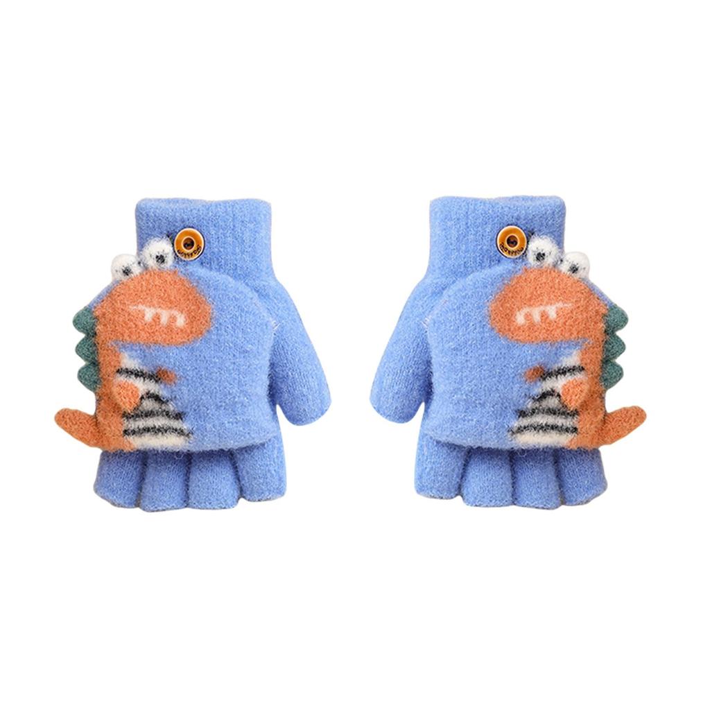 Tidyworm Knit Cute Dinosaur Stylish Perfect for Snow Cold Weather Smartphone Elementary Ages Kids' Mittens, Design, Baby/Child Mittens, Two-Way