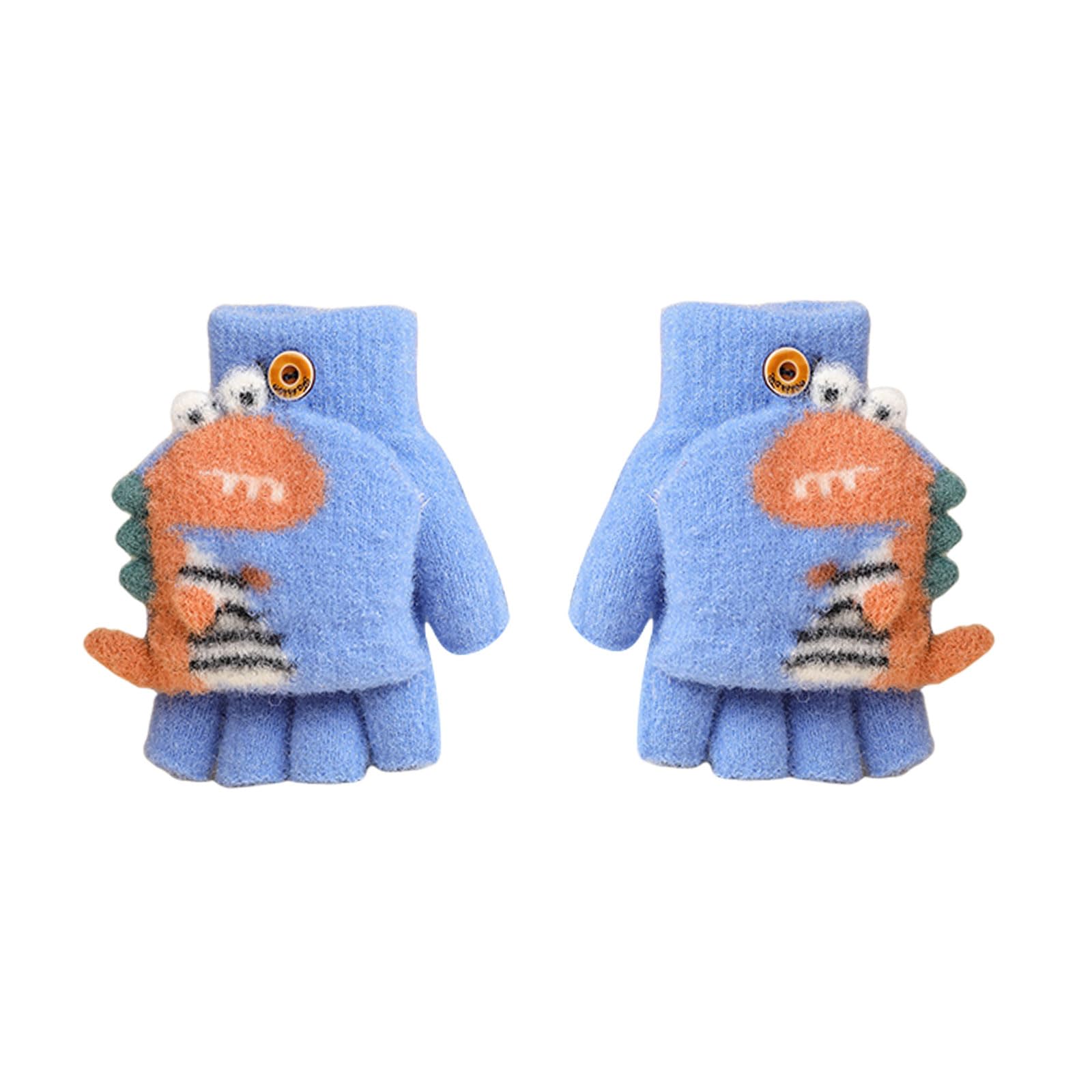

Tidyworm Knit Cute Dinosaur Stylish Perfect for Snow Cold Weather Smartphone Elementary Ages Kids Mittens, Design, Baby/Child Mittens, Two-Way синий