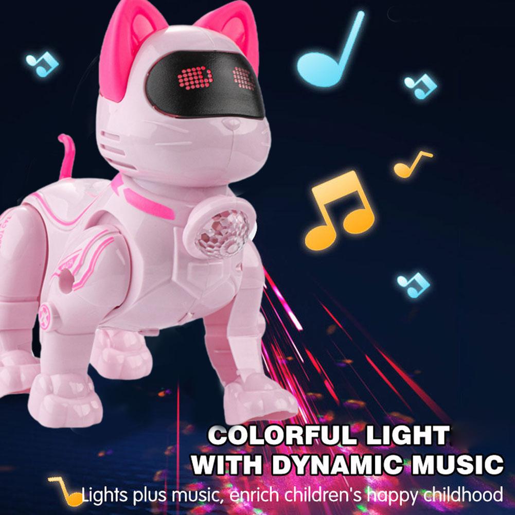Programmable Remote Control Robot Cat for Kids Interactive Robotic Cat, RC Robot with Touch Sensing, LED Eyes, Dance