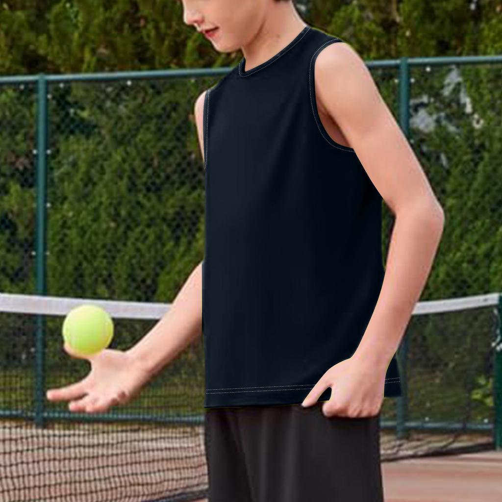 Ärmelloses Rundhals-Tanktop für Jungen Klassische Passform Jugend Basic Einfarbig Unterhemd Weiches Baumwollmaterial Bequem zu tragen