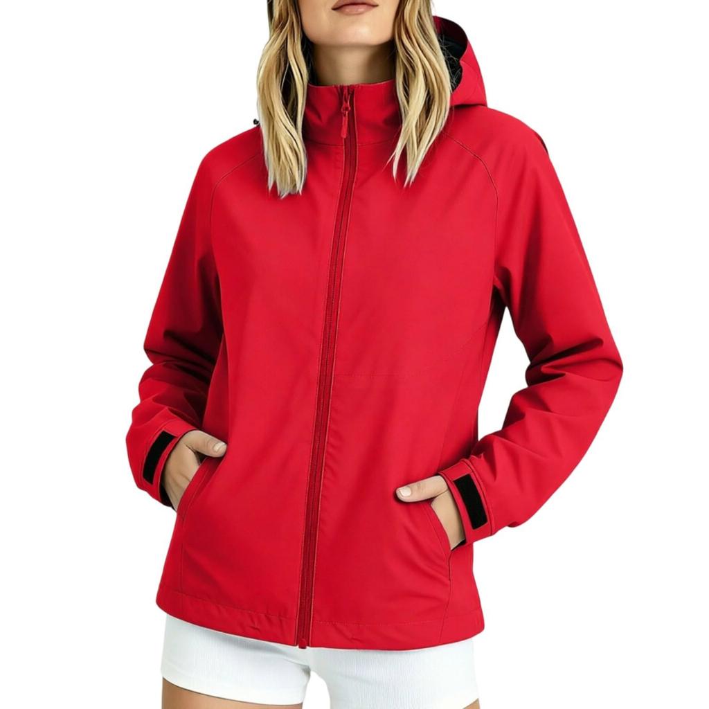 Women Lightweight Waterproof Rain Jacket Hooded Outdoor Windbreaker Camping Hiking Coat with Pockets Lightweight Breathable