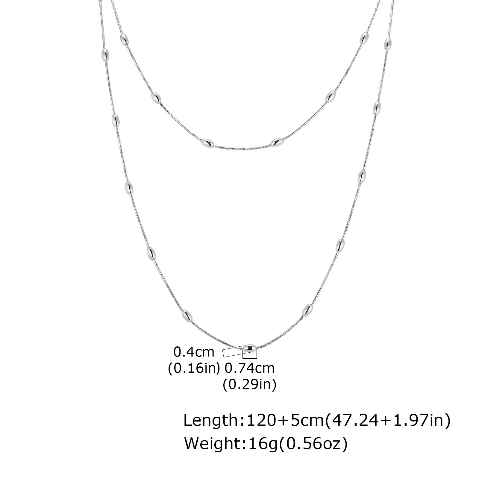

Elegant Layering Bead Ball Long Chain Necklace for Women, Stainless Steel Sweater Accessories, Station Chain Necklace 47inch