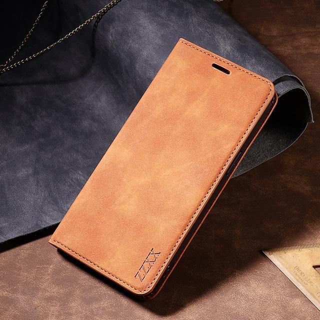 

Шкіряний чохол Wallet Skin Flip Magnetic Flip with Card Slot For Iphone 14 Pro Max 13 12 11 Se 2022 X Xr Xs Max 8 7 6 6s Plus iPhone 12 коричневий