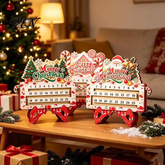 Wooden Holiday Keepsake Christmas Countdown Calendar, 25 Days Until Advent Vintage Office Party Decor Farmhouse Table Sign for Indoor Home to