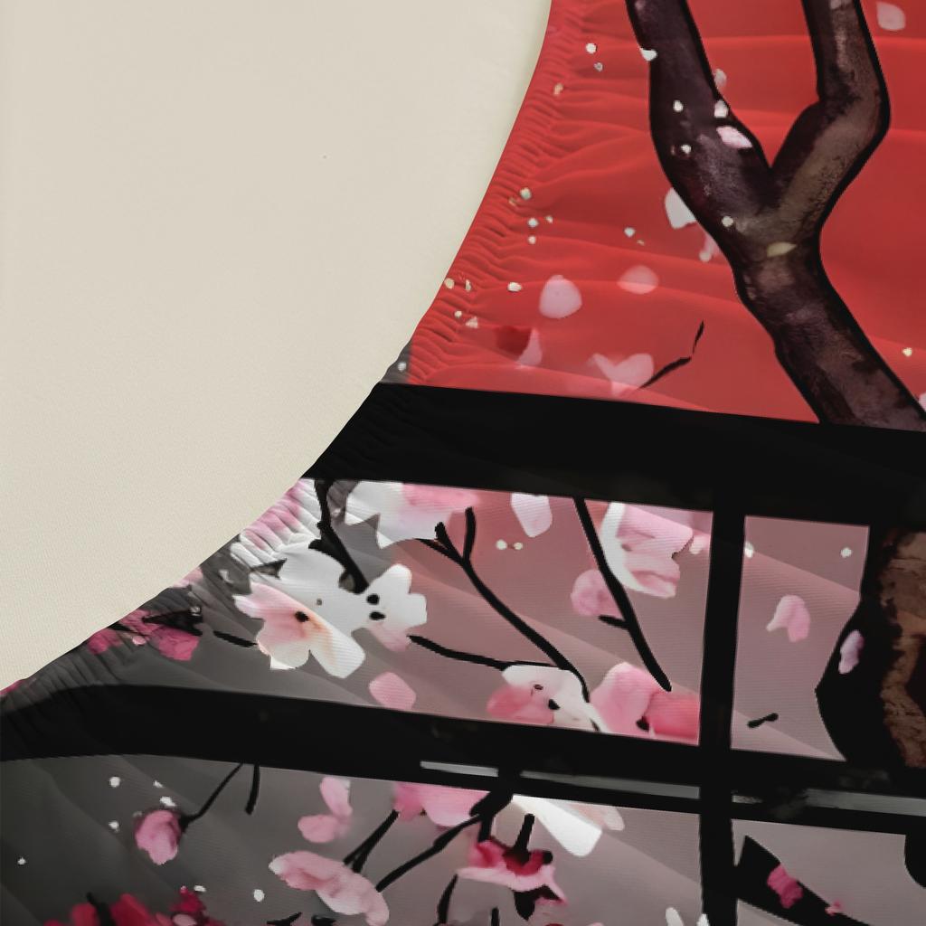 1pc Fitted Sheet Japanese style Cherry Blossoms Polyester Durable Bedding Set Sheet for Home Bedroom Decoration Birthday Gift