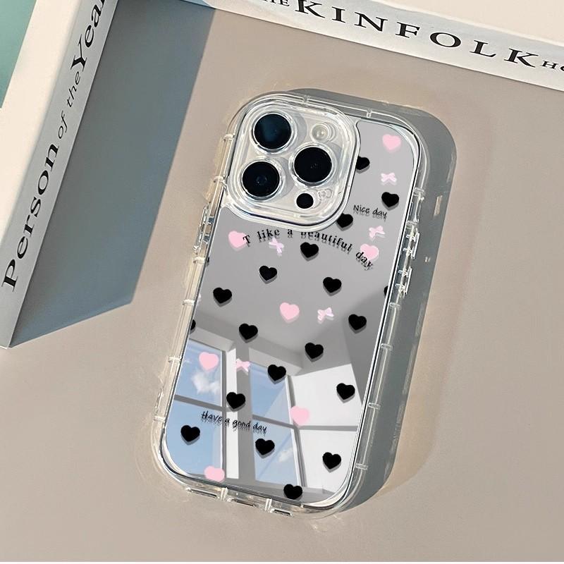 Mirror Full Screen Love Flowers for IPhone16pro Max for Apple 14 Mobile Phone Case European and American 17Pro Korean Style