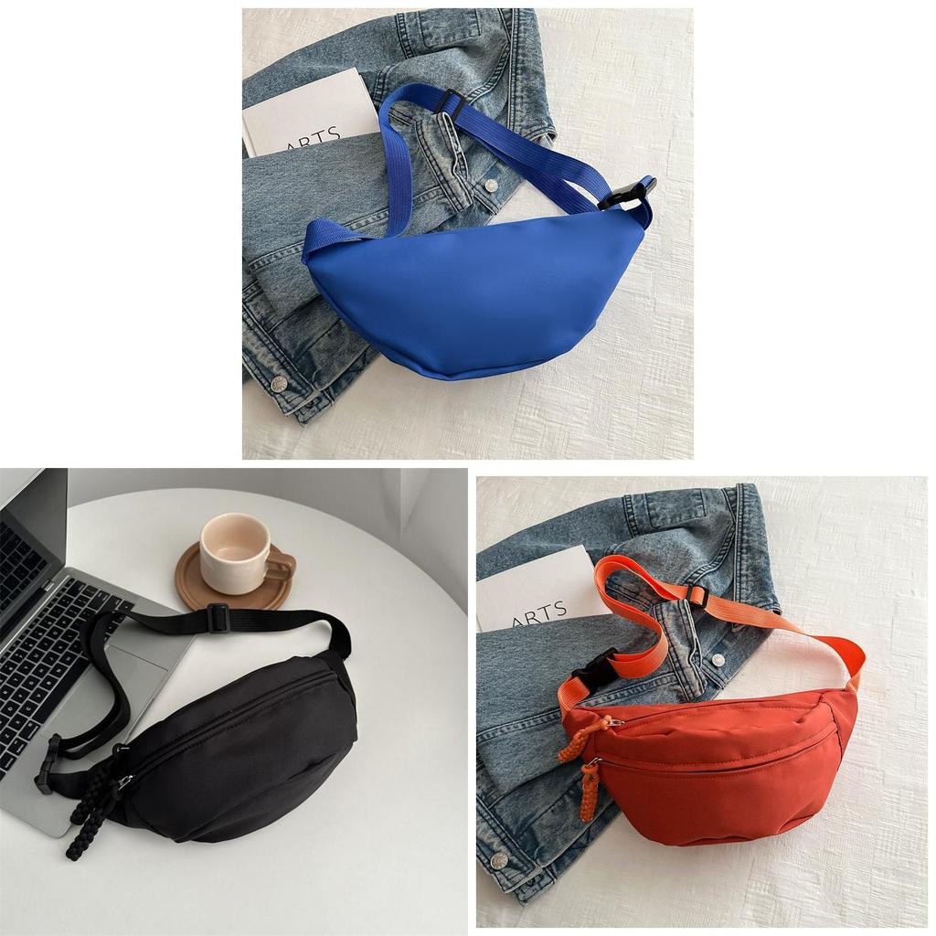 Streetwear Oxford Cloth Candy Color Waist Bag With Zipper Pockets For Daily Use