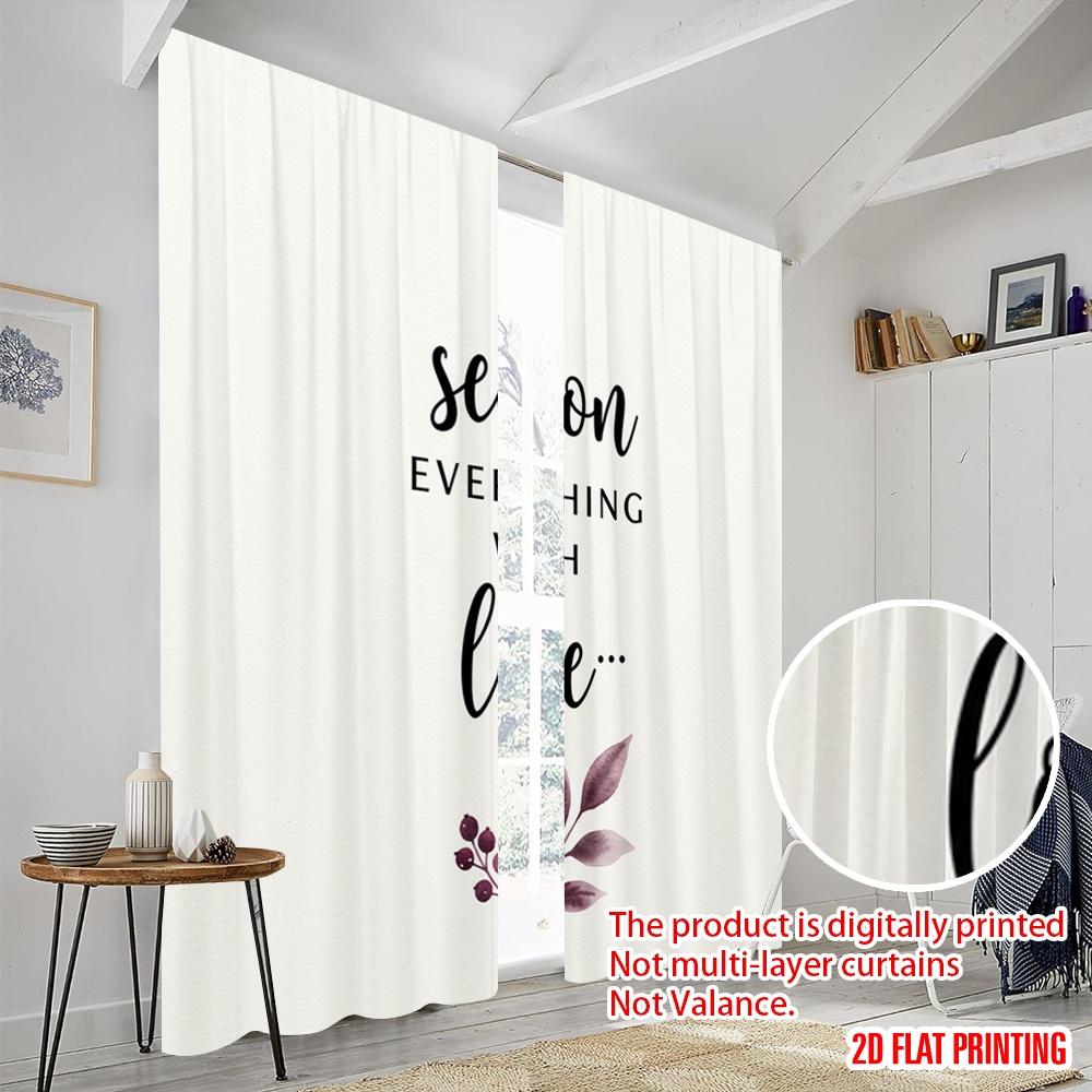 2pcs 2D Flat Printing Window Curtains Season Everything With Love 100% Polyester Without Electricity Festive Holiday Perfect for