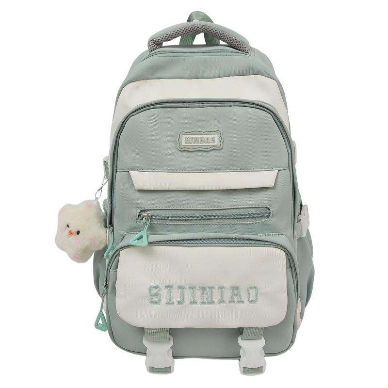 Summer New Nylon Letter Casual Large Capacity Color-Block Middle School Student Outdoor Couple Backpack