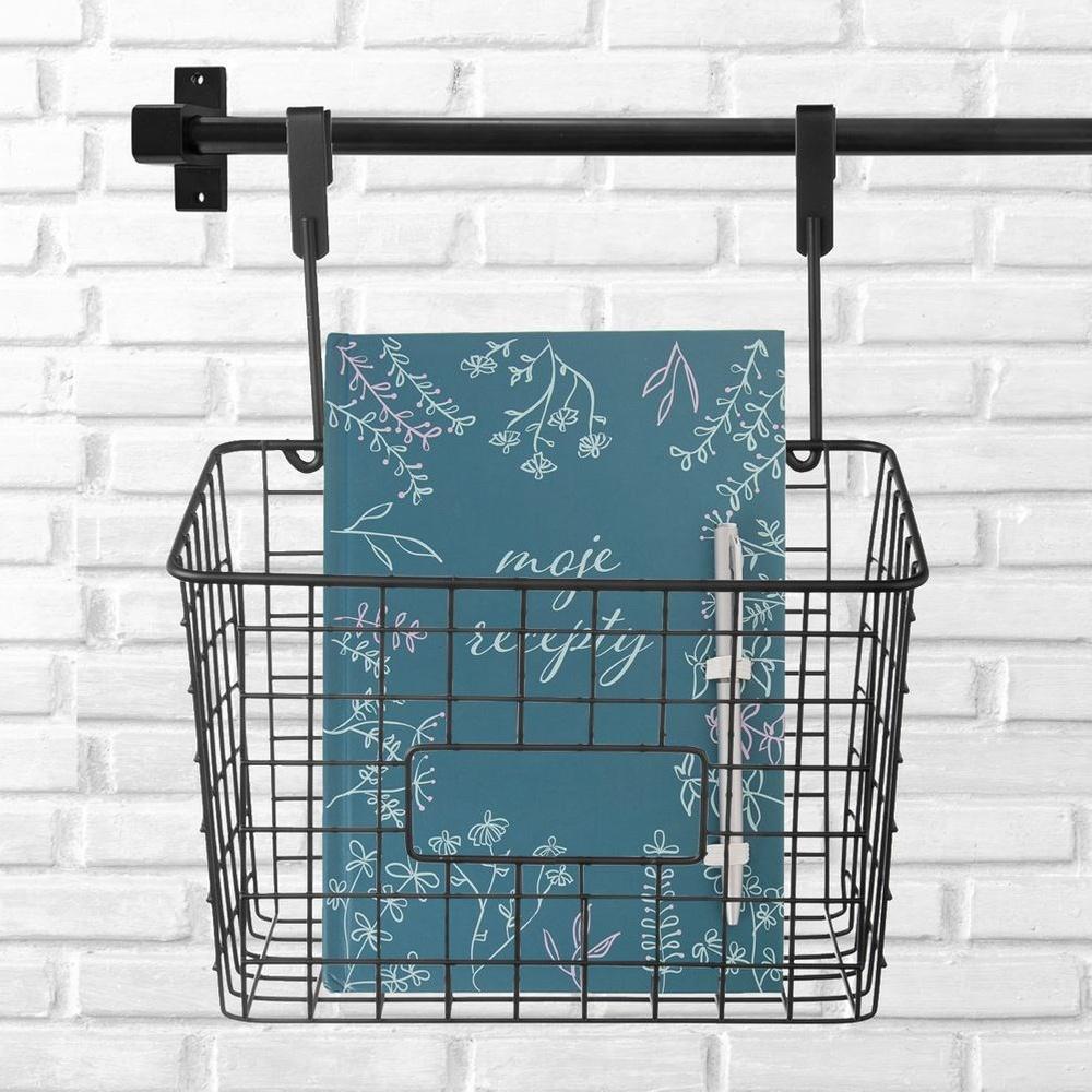 Basket hanging on the cabinet door, metal, black, RADKA, 25x16x30 cm