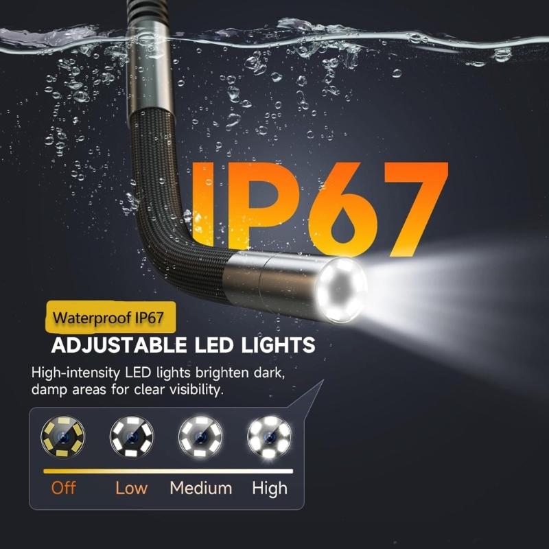 Industrial Endoscope With 1080P High Resolution Camera For Vehicle Maintenance And Pipe Inspection Flexible Tube With LED Lighting