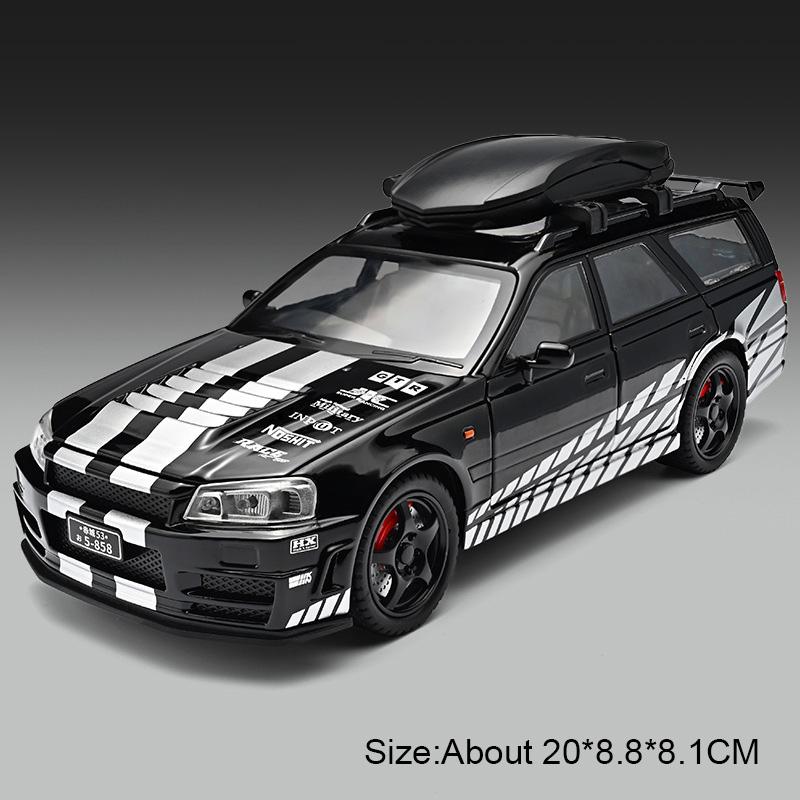 1:22 Scale Gtr-R34 Alloy Model Car Toy Doors Opened Pull Back Models Toys Shock Absorption Sports Cars Ideal Ornaments Gifts