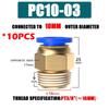 10PCS Pneumatic Air Connector Fitting PC 4mm 6mm 8mm 10mm 12mm Thread 1/8" 1/4" 3/8" 1/2" Hose Fittings Pipe Quick Connectors Ventilation Valves 4