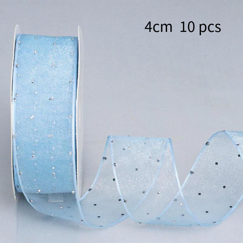 10Pcs Hotfix Crystal Organza Ribbon Trim 2.5Cm/4.0Cm 10 Yards For Handmade Bows Hair Clips Garments And Gift Boxes