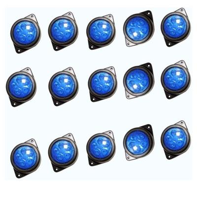 LED Outline Side Marker Lights 24V Waterproof Clearance Lamp Blue for Truck Trailer Bus Commercial Vehicles (Pack of 15)