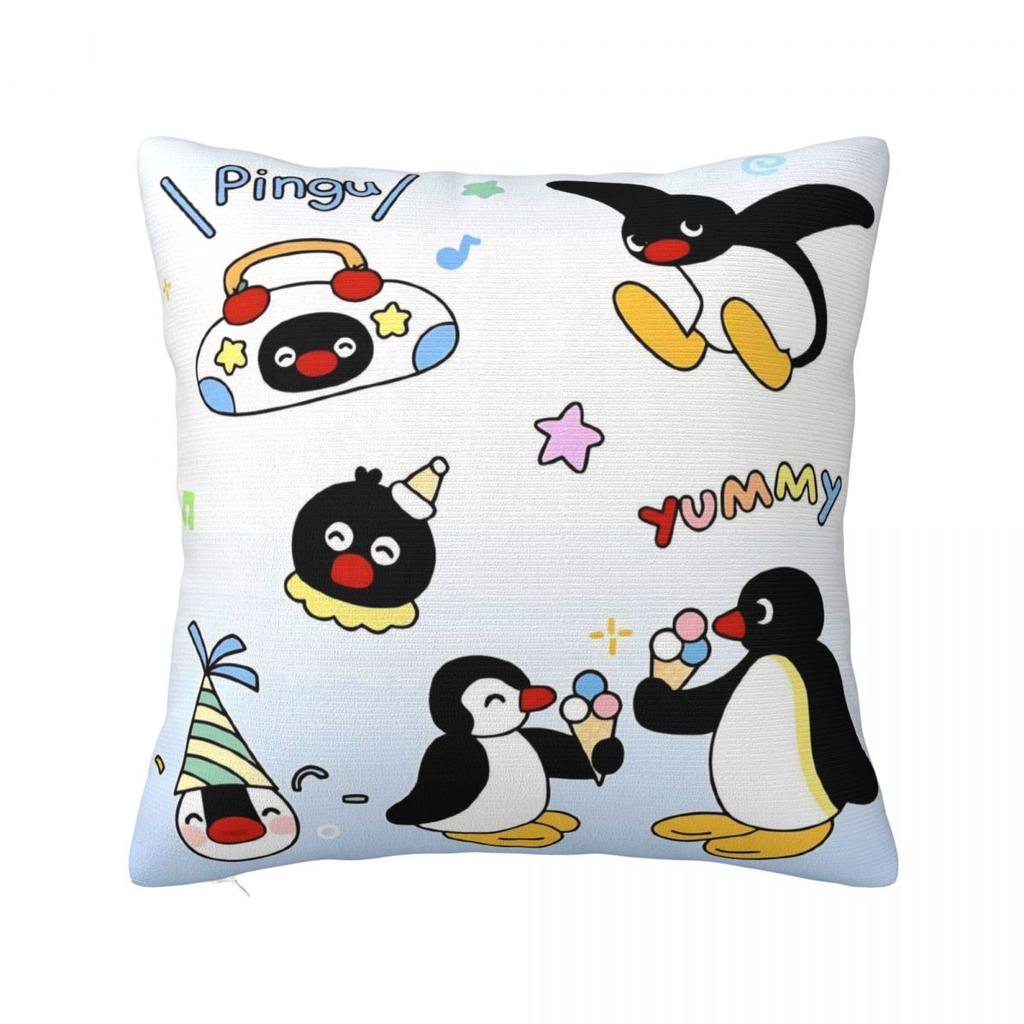 Noot Pingu Square Pillow Covers Polyester Home Penguin Cartoon Cushion Cover Cool Decorative Pillow Cover 45*45