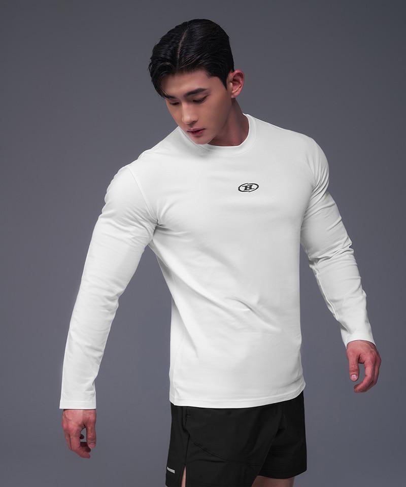 BORN TO WIN Silver B Logo Muscle Fit Long Sleeve [White]