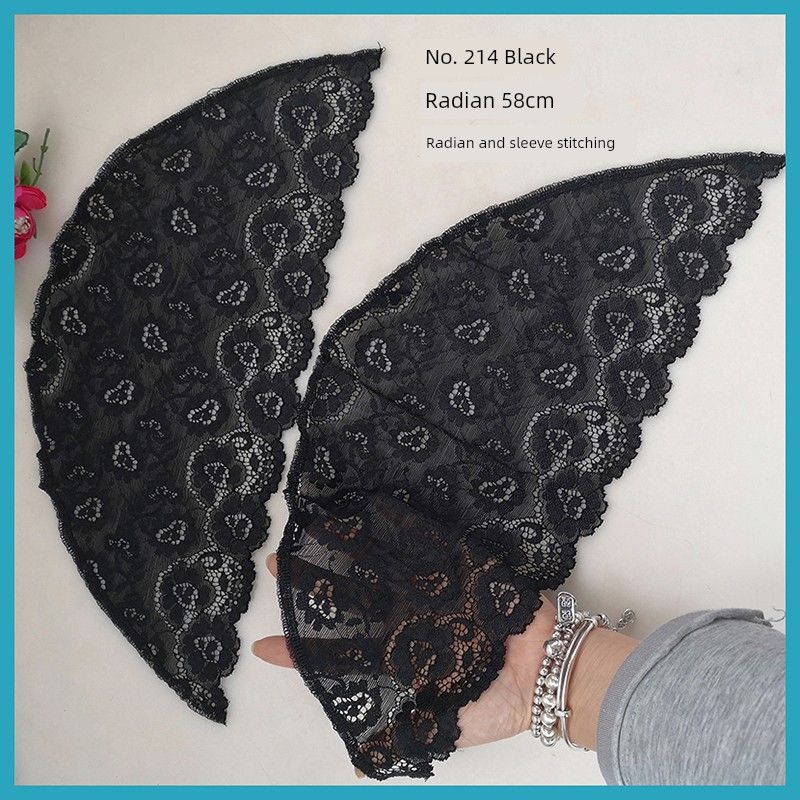 

Кружевные рукава Полуфабрикат Без рукавов Рукава-бретели Декоративные Дышащие Тонкие Накладной рукав Пэчворк Модифицированные черные манжеты Black 214 Radian 58cm pair L
