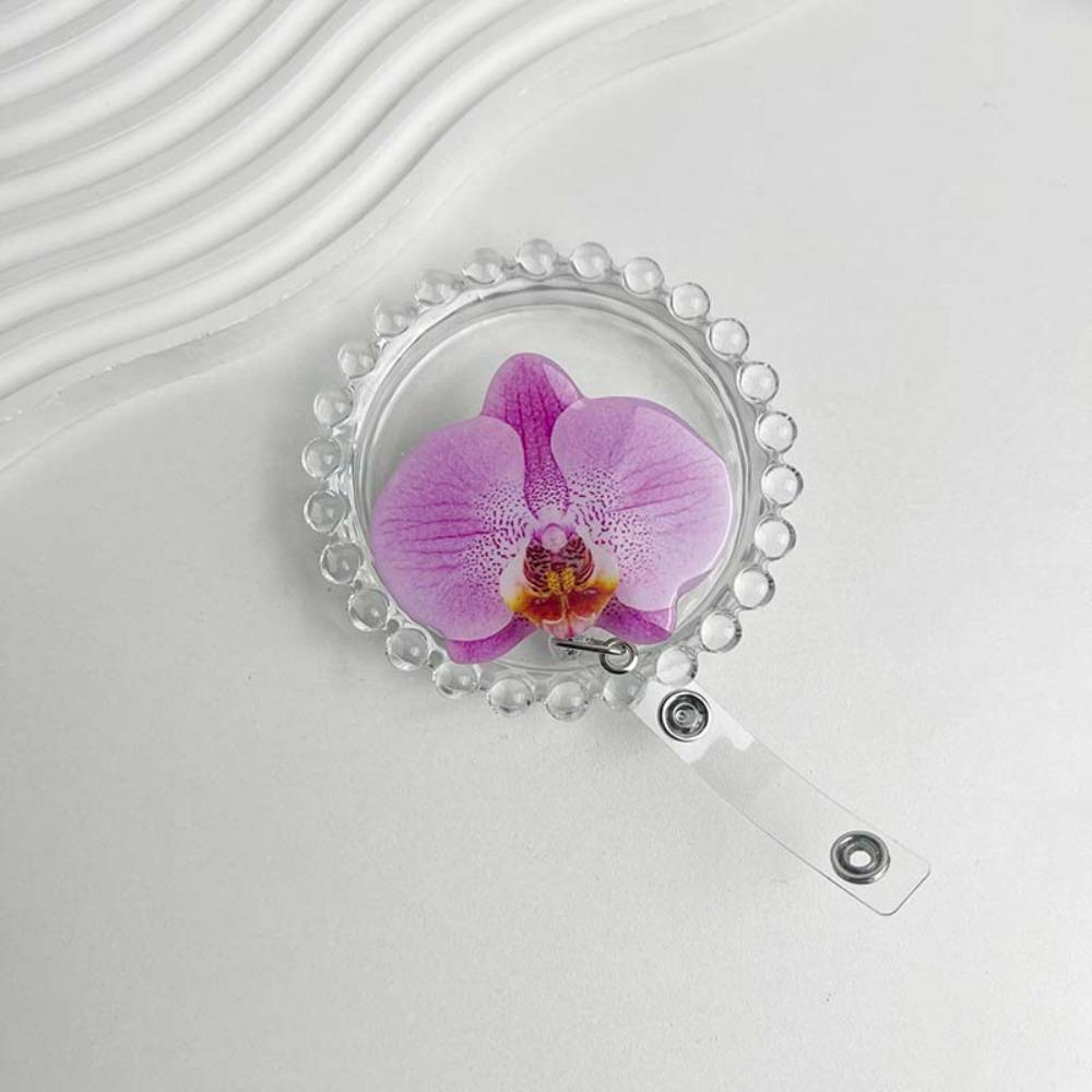 Akrylharts Hållarklämma Orkidéblomma Formad Namnskylt Märke Arbetsintyg