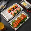 Thick Rectangular Tray Stainless Steel Food Storage Trays Sushi BBQ Flat Bottom Shallow Dishes Fruit Vegetable Plate Baking Pan