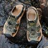 Men's Outdoor Top Layer Leather Large Size Toe Sandals Summer Casual Men's Fashion Outdoor Non-Slip Beach Sandals