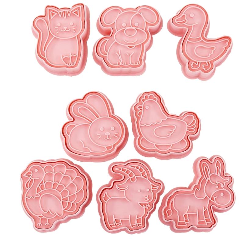 16Pcs Cartoon Farm Animals Biscuits Mold Cookie Stamps Set Fondant Biscuits Pastry Cookie Cutters for DIY Cake Baking