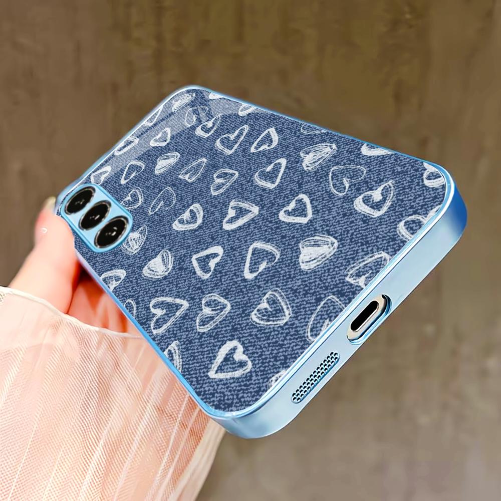 Little heart pattern PhoneCase for Samsung Galaxy S26 S25 S24 S23 S22 FE Ultra Plus Built-in glass feel bare machine Men women