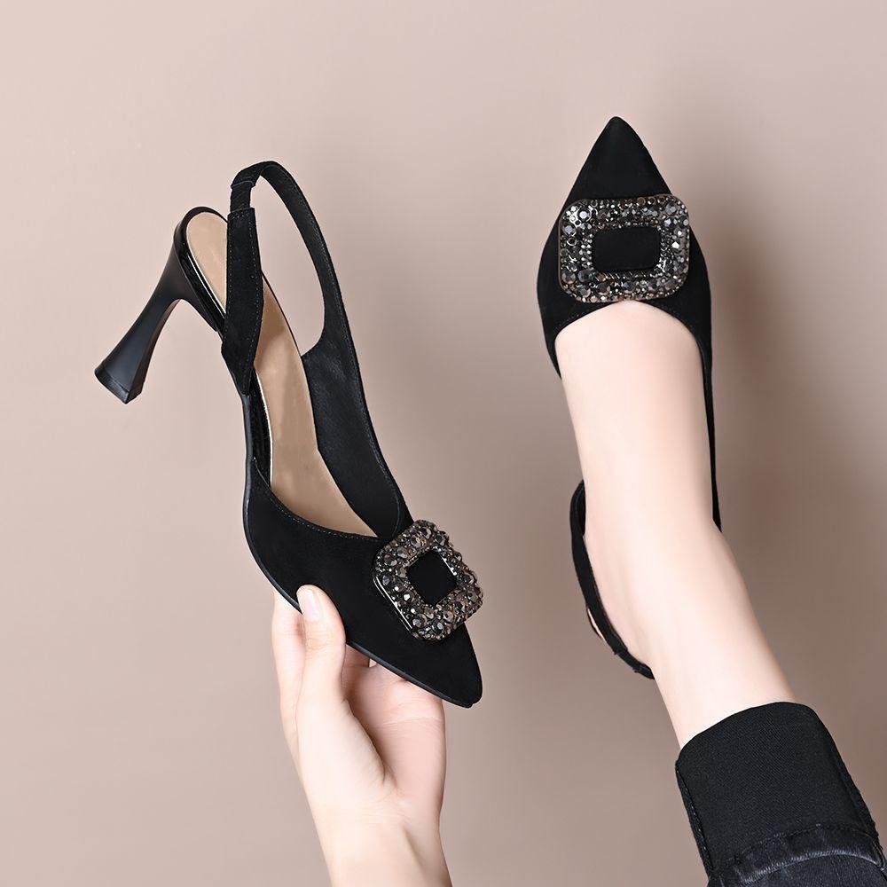 Pointed High Heeled Sandals for Women's Back Air Half Toe Single Shoes Women Shoes Elegant Sandals Women Pumps