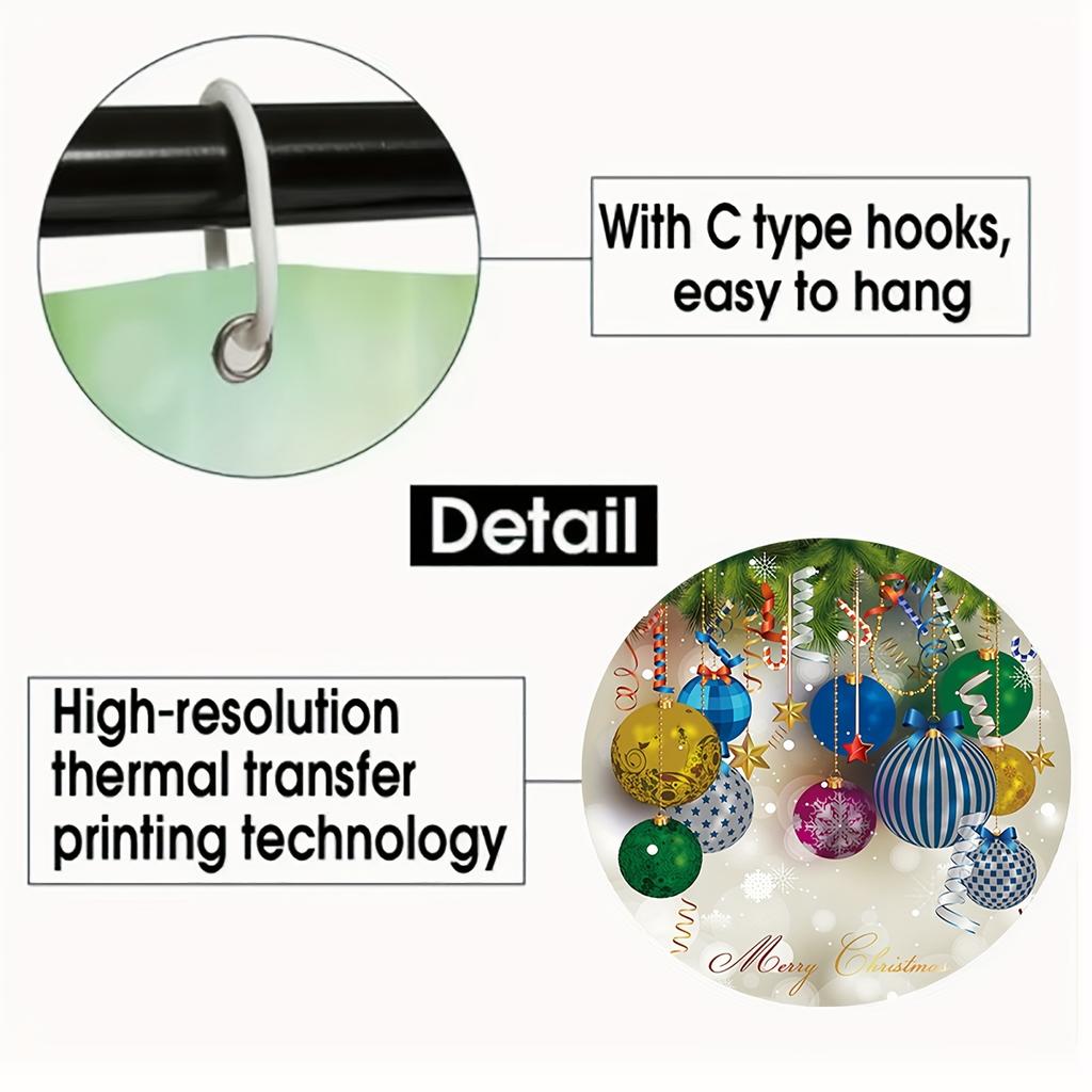 4Pcs Luxury Merry Christmas Shower Curtain Sets Waterproof  for Bathroom Non-Slip Bathroom Rugs Lid Toilet Cover Bath Mat