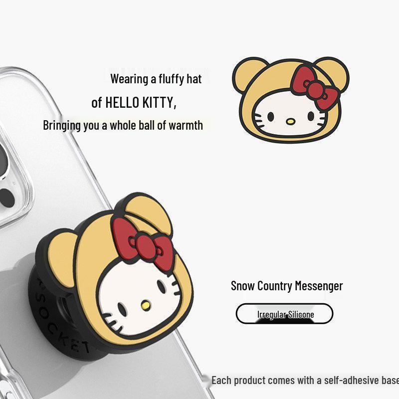 Hello Kitty Bubble Fluff Magnetic Phone Holder with Quicksand Airbag