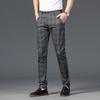 Spring/Summer Pants Men'S Casual Pants Men'S Checkered Elastic Slim Fit Versatile Business Straight Leg Pants
