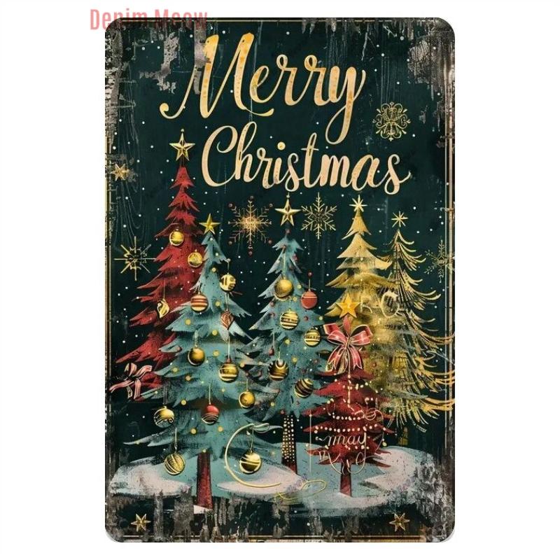 Vintage Merry Christmas Metal Tin Sign, Retro What A Wonderful World Girl, Wall Poster Jingling Bell, Home Decoration, WY297