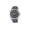 50 Meters Waterproof and Elegant Quartz Leather Strap Men's Watch Black Dial MTP-E725L-8A