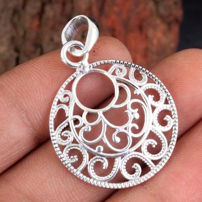 Silberanhänger, Handgemachter Schmuck, 925er Sterlingsilber, Filigraner Anhänger, Statement-Schmuck