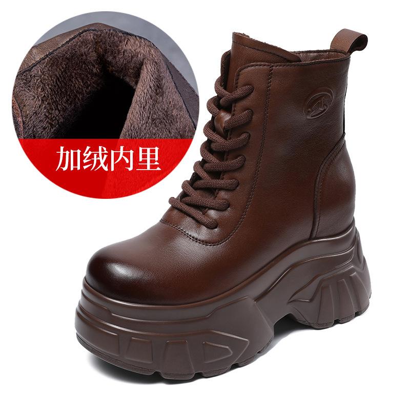 

Ретро ботинки Мартин на толстой подошве для женской осени и зимы, небольшая внутренняя высота, ручная работа, оригинальные короткие ботинки 39