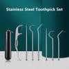 1 Set Stainless Steel Toothpick Set Tooth Flossing Reusable Toothpicks Portable Toothpick Floss Teeth Cleaner Oral Cleaning