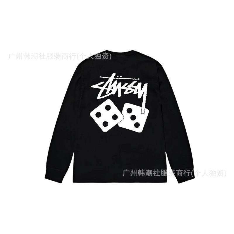 3. Cross-border Stuart long-sleeved printed t-shirt American trendy cylindrical cloth casual loose men and women the same style