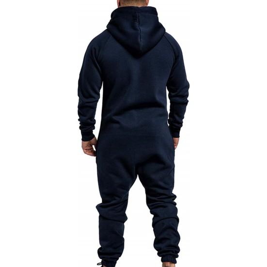 Avslappnad Herr Jumpsuit Plus Fleece Håll Värmen Vinterkläder Tjock Huvtröja Jumpsuit för