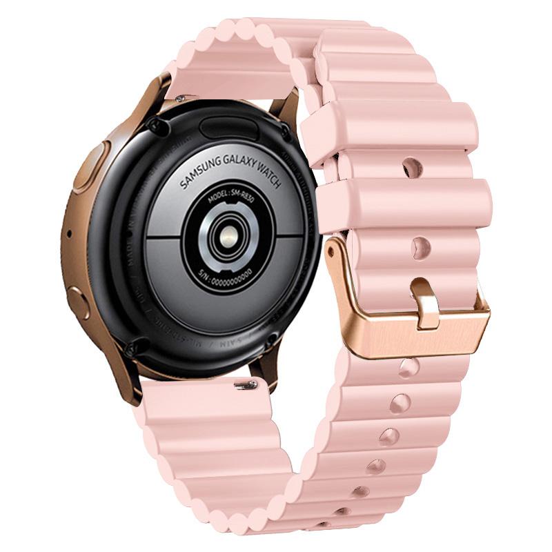 

For Samsung Galaxy Watch6/Watch6 Classic/Watch 5/Watch 5 Pro/Watch4 20mm Silicone Strap with Rose Gold Buckle Pink