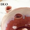 Small Fruit Strainer Ceramic Berry Washing Bowl, Swirl Design Rinse Colander with Handle Easy Clean Container And Drain Holes, Cleaning Bowl