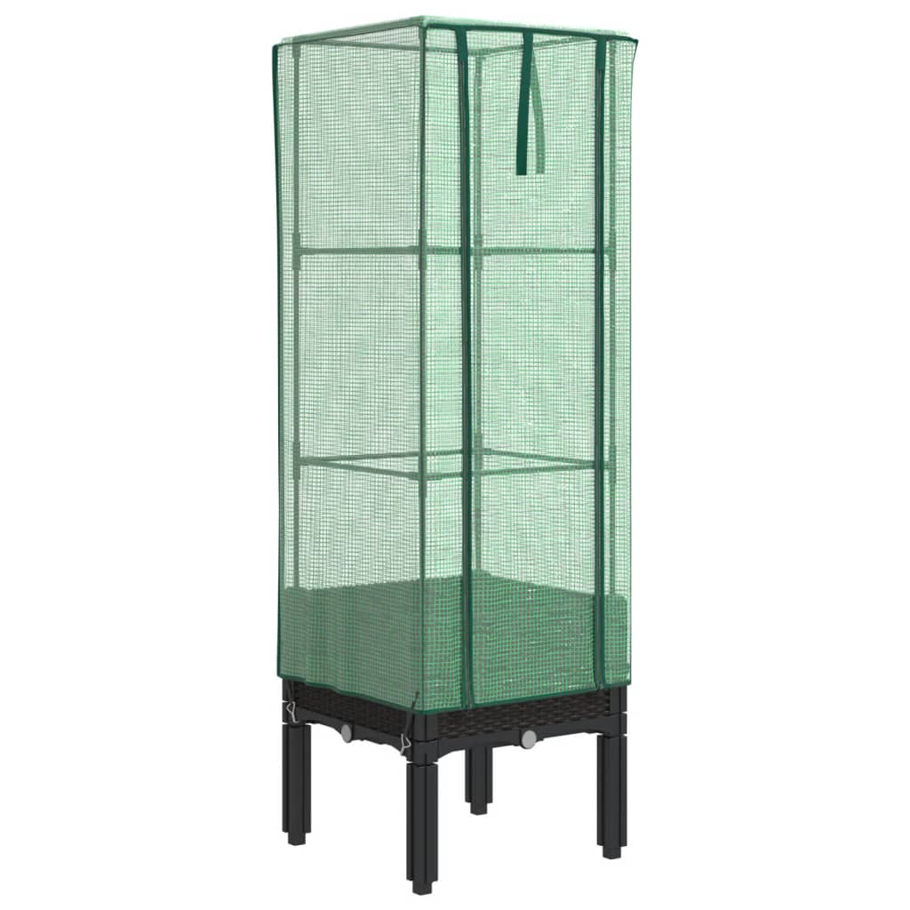 Vidaxl Raised Planter with Greenhouse, Rattan Look, 40X40X140 Cm