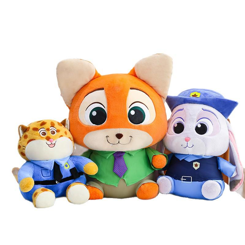 Zootopia Judy and Nick Plush Toy Set - Chubby Fox and Leopard Police Officer Dolls