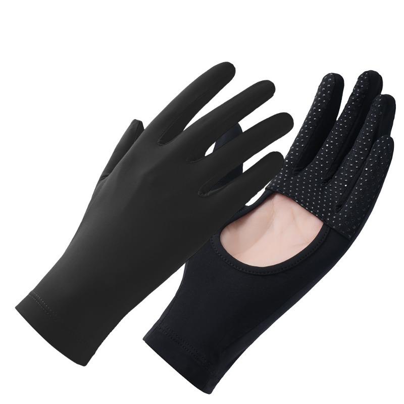Ice Silk Gloves Women's Summer Short Light and Thin Outdoor Windproof and Non-slip Opening Breathable Driving Cycling Sunscreen Gloves