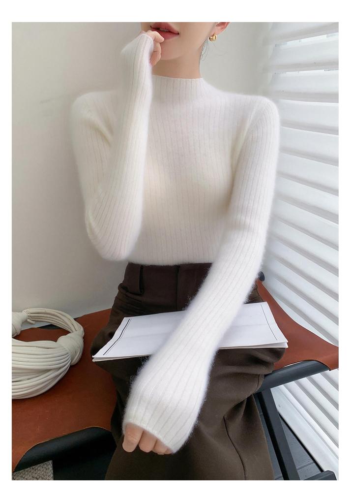 Women's Seamless High-Neck Cashmere Sweater - Autumn/Winter Slim Fit Knitwear
