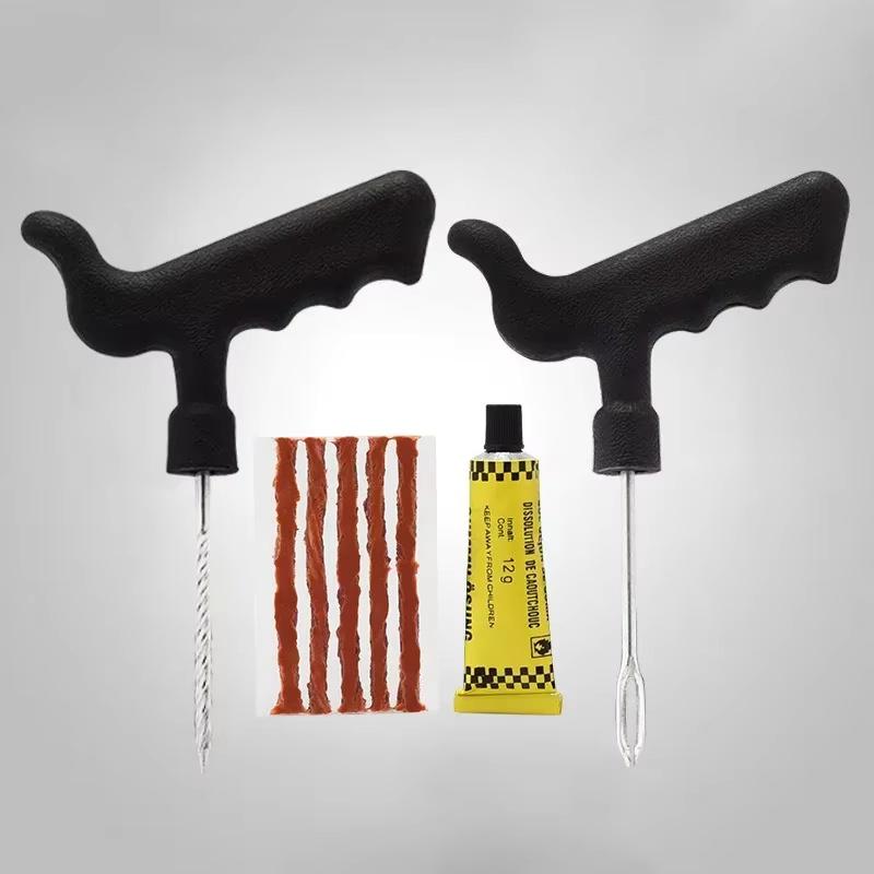 Heavy Duty Truck SUV Tire Repair Kit - Tubeless Puncture Plug Set w/Rubber Strips & Studding Tool for Car Motorcycle