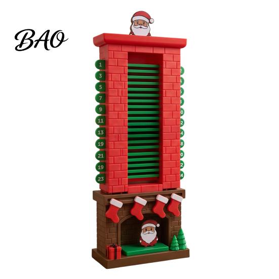 Christmas Home Decor Santa Chimneys Countdown Calendar, 24 Days Claus Advent Calendar Xmas Table Decoration for Holiday Party