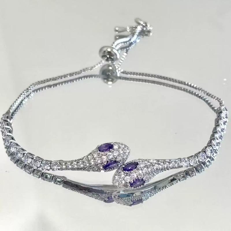The New Spirit Snake Flash Diamond Bracelet Has a Sense of Design, Niche Temperament, Simple High-value and Versatile Retro Bracelet.